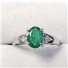 Image 1 : 10K White Gold Emerald(1.1ct) Diamond(0.03ct) Ring (~Size 7.5) $1855
