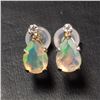 Image 1 : 10K Yellow Gold Opal(1.1ct) Moissanite(0.05ct) Earrings (~Size )(Ring is resizable for $40) (~length