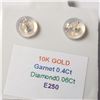 Image 4 : 10K Yellow Gold Garnet(0.4ct) Diamond(0.06ct) Earrings (~Size )(Ring is resizable for $40) (~length 