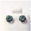 Image 1 : 10K White Gold Deep Greenish Blue Moissanite(1.5ct) Earrings $1455