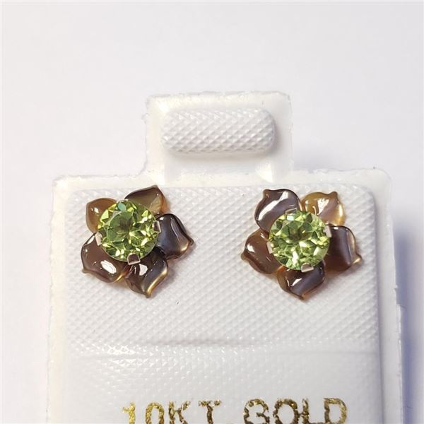 10K Yellow Gold Peridot 2In1 Earrings (~Size )(Ring is resizable for $40) (~length inches), Made in 