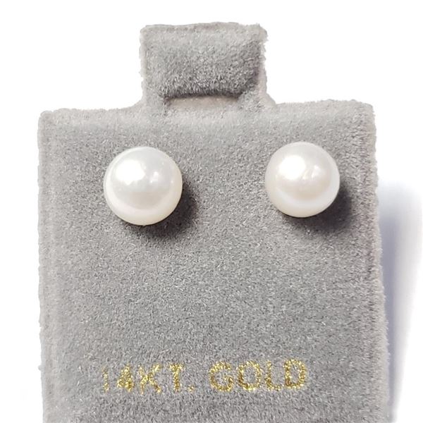 14K Yellow Gold Fresh Water Pearl Earrings (~Size )(Ring is resizable for $40) (~length inches), Sug
