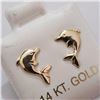 Image 2 : 14K Yellow Gold Dophin Earrings (~Size )(Ring is resizable for $40) (~length inches), Suggested Reta