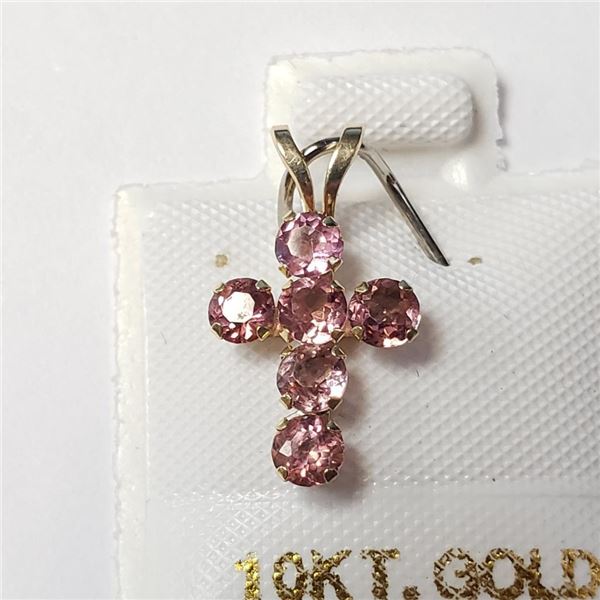10K Yellow Gold Pink Tourmaline Pendant (~Size )(Ring is resizable for $40) (~length inches), Made i