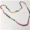Image 3 : 10K White Gold Ruby Emerald Sapphire 17"(32ct) Necklace $2600
