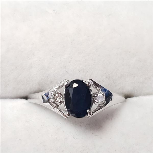 10K White Gold Sapphire(0.54ct) Diamond(0.02ct) Ring $865