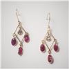 Image 1 : 14K Yellow Gold Burmese Ruby (1.6ct) Diamond (0.4Ct,I1-2,G-H) Earrings $2405.00