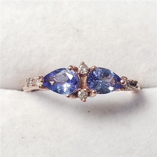 10K Rose Gold Tanzanite(0.8ct) Diamond(0.06ct) Ring (~Size 6.5) $1990.00