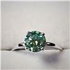 Image 1 : 10K White Gold Light Greenish Blue Moissanite(1.05ct) Ring (~Size 6) $1720.00