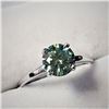 Image 2 : 10K White Gold Light Greenish Blue Moissanite(1.05ct) Ring (~Size 6) $1720.00