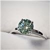 Image 3 : 10K White Gold Light Greenish Blue Moissanite(1.05ct) Ring (~Size 6) $1720.00