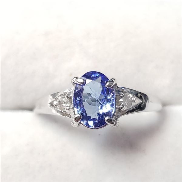 10K White Gold Tanzanite(1.1ct) Diamond(0.03ct) Ring (~Size 7.5) $2255.00