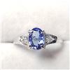 Image 1 : 10K White Gold Tanzanite(1.1ct) Diamond(0.03ct) Ring (~Size 7.5) $2255.00