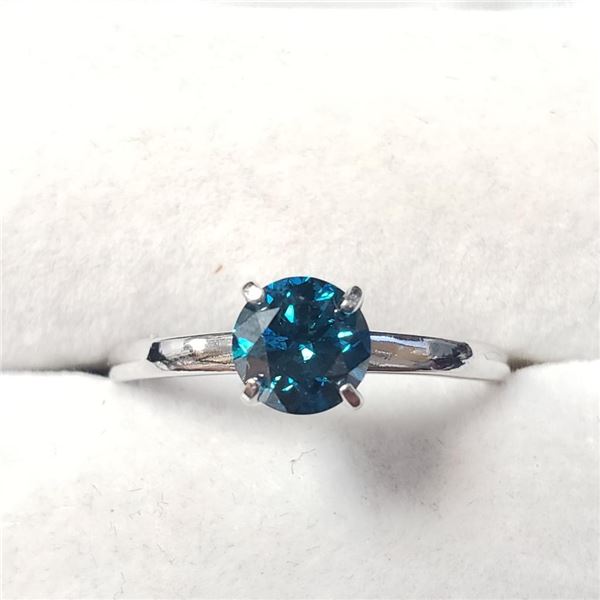 10K White Gold Treated Blue Diamond (0.95Ct,I1) Ring (~Size 8.5) $7250