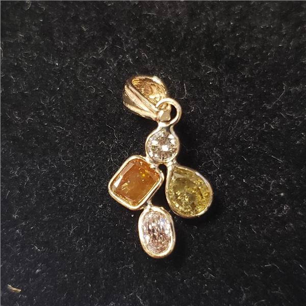 14K Yellow Gold Diamond (0.85Ct,Si2-I1,Yellow,Brown And Pink) Diamond(0.15ct) Pendant $3415