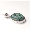 Image 3 : Silver Emerald(23.9ct) Pendant (~Size )(Ring is resizable for $40) (~length inches), Suggested Retai