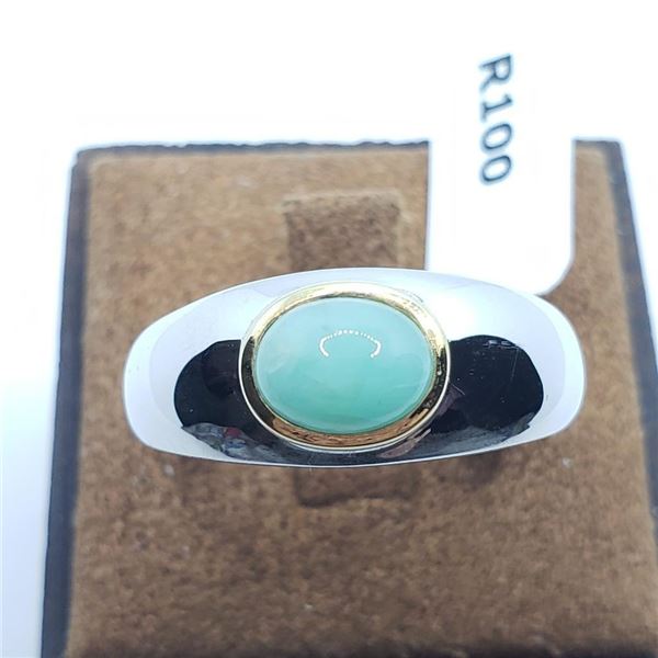 Silver Emerald(1.3ct) Ring (~Size )(Ring is resizable for $40) (~length inches), Suggested Retail Va