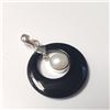 Image 2 : Silver Black Onyx And Fresh Water Pearl Pendant (~Size )(Ring is resizable for $40) (~length inches)