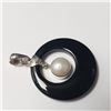 Image 3 : Silver Black Onyx And Fresh Water Pearl Pendant (~Size )(Ring is resizable for $40) (~length inches)