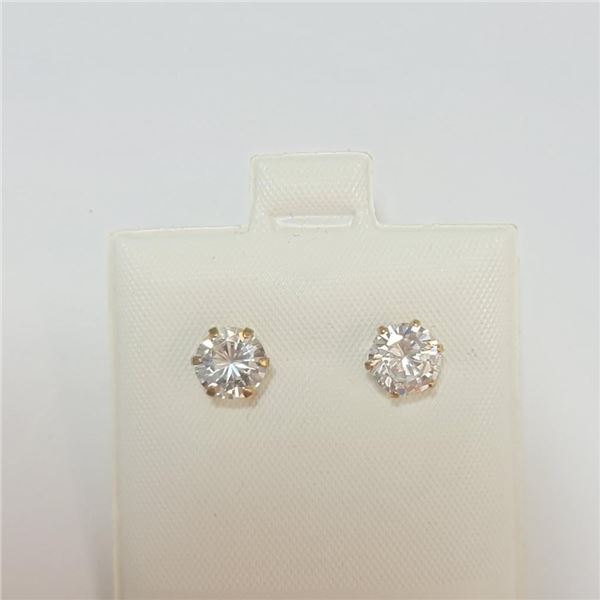 10K Yellow Gold Cubic Zirconia Earrings (~Size )(Ring is resizable for $40) (~length inches), Sugges