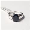 Image 1 : Silver Black Sapphire(3.1ct) Ring (~Size )(Ring is resizable for $40) (~length inches), Suggested Re