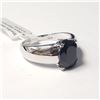Image 2 : Silver Black Sapphire(3.1ct) Ring (~Size )(Ring is resizable for $40) (~length inches), Suggested Re