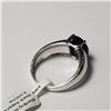 Image 4 : Silver Black Sapphire(3.1ct) Ring (~Size )(Ring is resizable for $40) (~length inches), Suggested Re