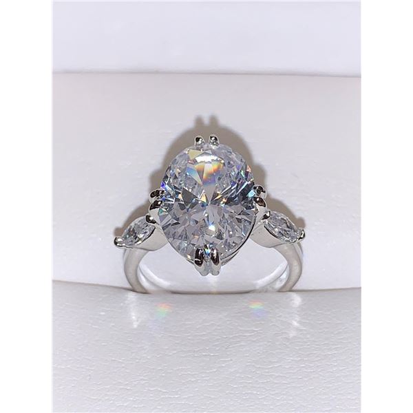 Ladies Oval Cut 2.1 Carat Brilliant Solitaire Stone Engagement ring with marquis cut side stones siz