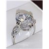 Image 2 : Ladies Oval Cut 2.1 Carat Brilliant Solitaire Stone Engagement ring with marquis cut side stones siz