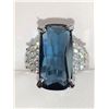 Image 3 : Blue Topaz Emerald cut oversized 2.8 Carat Solitaire cluster top dress ring ladies size 7
