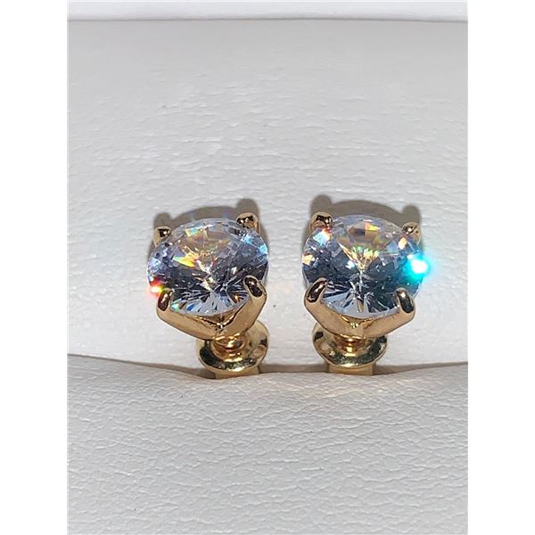 Brilliant Cut 1.0 Carat Solitaire 14K GP Stud Earring Set