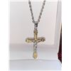 Image 2 : Sterling silver & tone gold cross pendant and chain set
