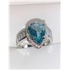 Image 1 : Blue citrine Aqua Tear Drop solitaire 1.5 carat with bezel set stones in band ladies dress ring size