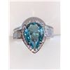 Image 2 : Blue citrine Aqua Tear Drop solitaire 1.5 carat with bezel set stones in band ladies dress ring size