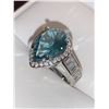 Image 3 : Blue citrine Aqua Tear Drop solitaire 1.5 carat with bezel set stones in band ladies dress ring size