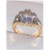 Image 1 : Ladies 14K GP Multi stone Anniversary ring with .85 Carat Solitaire brilliant cut stone size 7