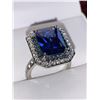Image 1 : Blue Topaz Emerald cut 2.0 Carat Solitaire cluster Top Dress Ring Ladies size 7