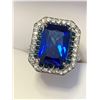 Image 2 : Blue Topaz Emerald cut 2.0 Carat Solitaire cluster Top Dress Ring Ladies size 7