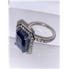 Image 3 : Blue Topaz Emerald cut 2.0 Carat Solitaire cluster Top Dress Ring Ladies size 7