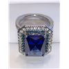 Image 4 : Blue Topaz Emerald cut 2.0 Carat Solitaire cluster Top Dress Ring Ladies size 7