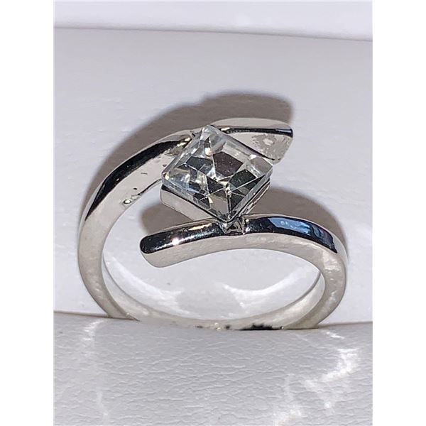 Princess Cut .85 Carat Solitaire Euro Style Bezel Set Engagement ring ladies size 7