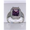 Image 1 : Ladies .925 Stamped silver emerald cut amythest solitaire stone dress ring size 7