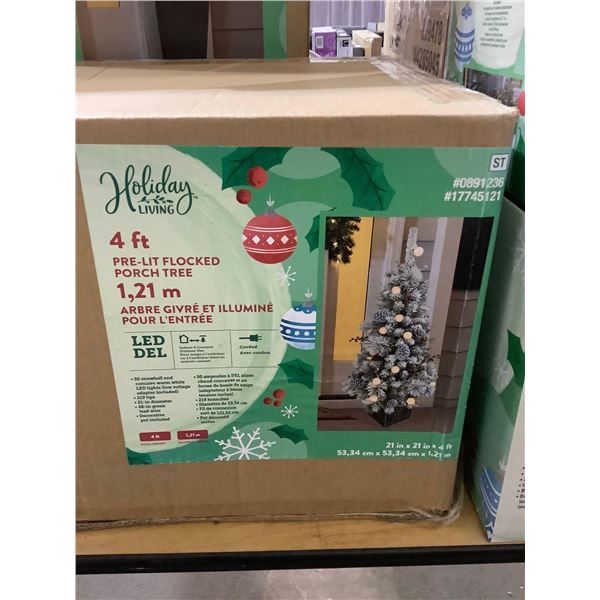 Holiday Living 4' Pre Lit LED Flocked Porch Tree