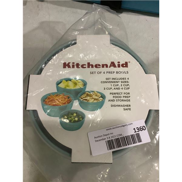 Kitchen Aid Set of 4 Meal Prep Bowls with lids