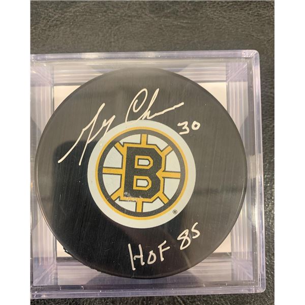 Boston Bruins Puck Signed By Gerry Cheevers!