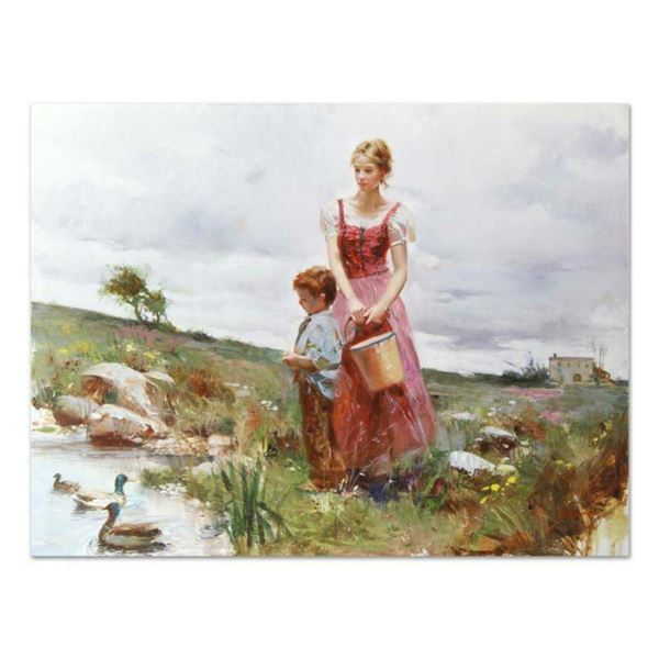 Pino (1939-2010), "New Friends" Artist Embellished Limited Edition on Canvas (40" x 30"), Numbered a
