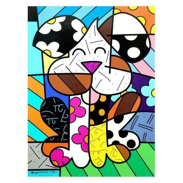 Britto, "Andy" LARGE Hand Signed Limited Edition Giclee on Canvas; Authenticated