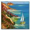 Image 1 : Elliot Fallas, "Sea Side Sail" Original Oil Painting on Canvas, Hand Signed with Letter of Authentic