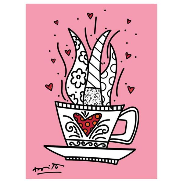 Britto, "Good Morning (Pink)" Hand Signed Limited Edition Giclee on Canvas; Authenticated.
