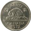 Image 2 : Canada Five Cents 1937 ICCS MS-65
